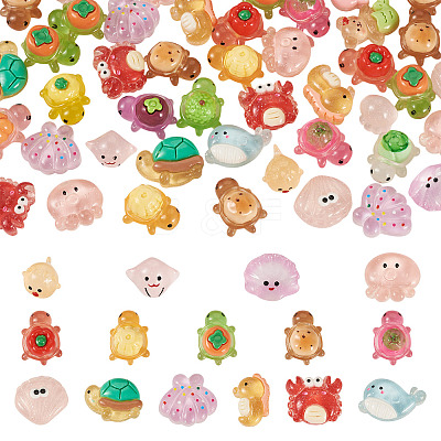 45Pcs 3 Styles Luminous Transparent Resin Marine Organism Ornaments DJEW-TA0001-23-1