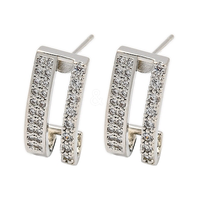 Brass with Clear Cubic Zirconia Stud Earrings EJEW-B035-17P-1