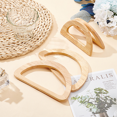 4Pcs 2 Styles D-shape Wooden Bag Handles FIND-WR0008-20-1