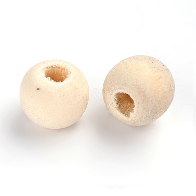 Natural Unfinished Wood Beads WOOD-R196-10mm-LF-1