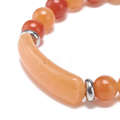 Natural Red Aventurine Beaded Stretch Bracelet BJEW-JB08879-06-1