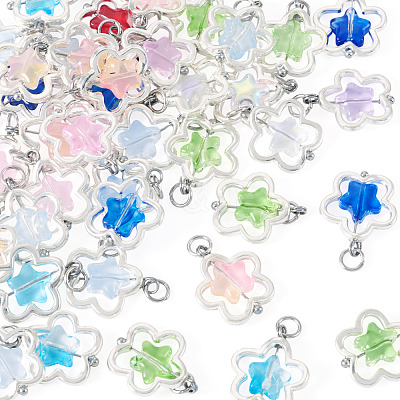 50Pcs Alloy & Glass Pendants PALLOY-TAC0239-1