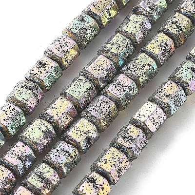 Electroplated Natural Lava Rock Beads Strands G-A251-A01-01F-1
