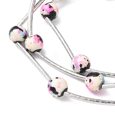 Round Synthetic Turquoise Beads Multi-strand Bracelets for Women BJEW-JB12335-03-1