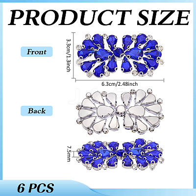 6Pcs Flower Glass Rhinestone Cabochons DIY-FG0010-18C-1