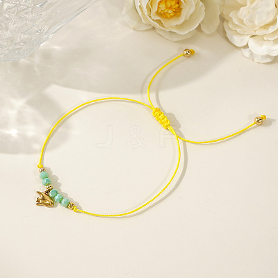 Brass Fish Charm Braided Bracelets BX9952-1