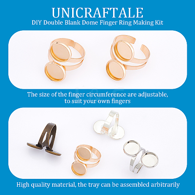 DIY Double Blank Dome Finger Ring Making Kit DIY-UN0004-25B-1