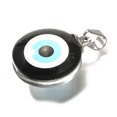 Flat Round 201 Stainless Steel Acrylic Pendants STAS-U036-01P-04-1