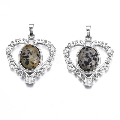 Natural Dalmatian Jasper Pendants G-S274-12N-1