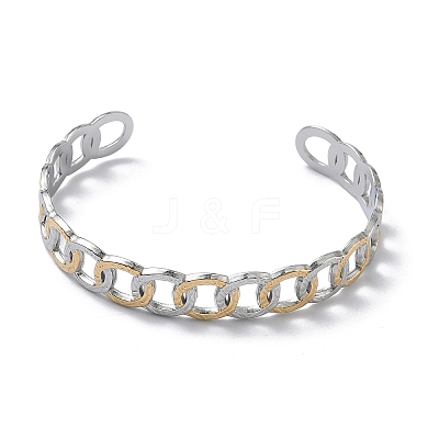 Two-tone 304 Stainless Steel Cuff Bangles BJEW-A160-02GP-1