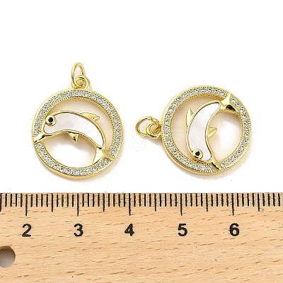 Brass Micro Pave Clear Cubic Zirconia Pendants KK-K365-01G-03-1