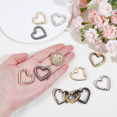 12Pcs 4 Colors Alloy Spring Gate Rings FIND-NB0006-20A-1