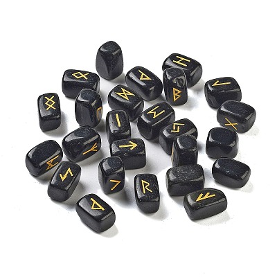 Rectangle Natural Obsidian Rune Stones G-Z059-01G-1