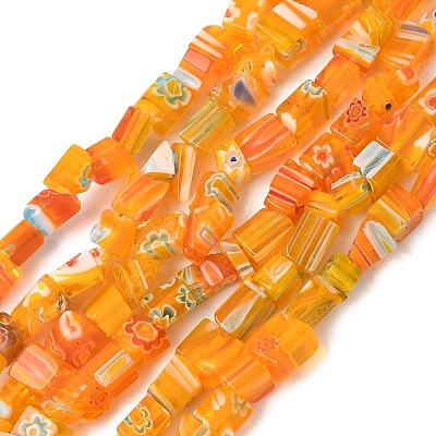 Handmade Millefiori Lampwork Beads Strands LAMP-P070-02A-1