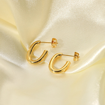 Oval 304 Stainless Steel Stud Earrings RS0280-1