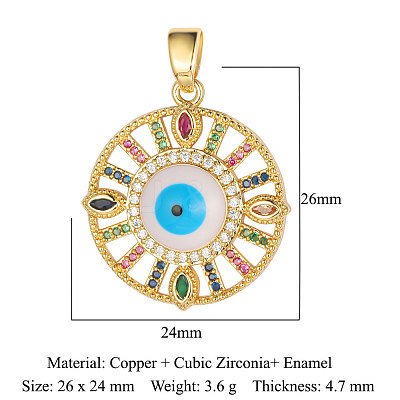 Brass Micro Pave Cubic Zirconia Pendants ZIRC-OY001-36G-1