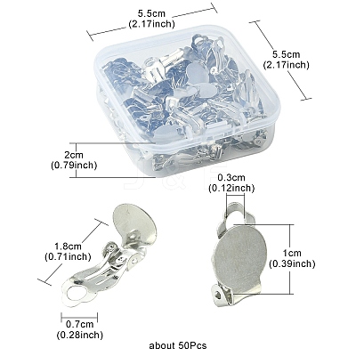 50Pcs Iron Clip-on Earring Settings IFIN-YW0003-03-1