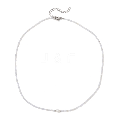2MM Faceted Round Natural Blue Lace Agate Beaded Necklaces NJEW-JN05918-03-1
