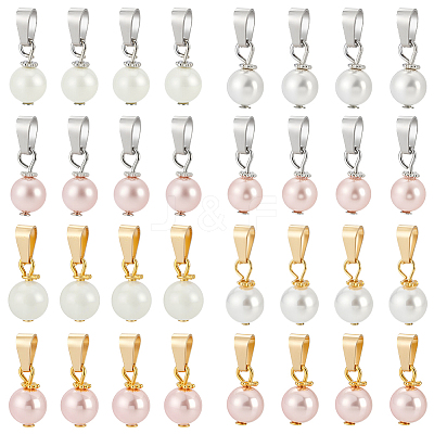 32Pcs Shell Pearl Pendants PALLOY-PH01823-1