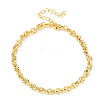 Brass Cable Chain Bracelets for Women BJEW-C140-04G-1