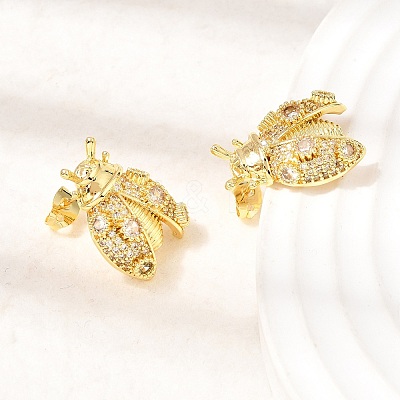 Brass Micro Pave Cubic Zirconia Stud Earrings EJEW-D355-02G-02-1