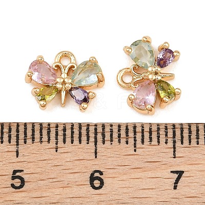 Brass Micro Pave Colorful Cubic Zirconia Charms CU-CBA804C-21G-1