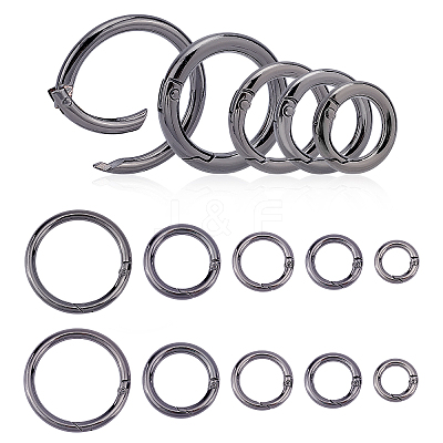 20Pcs 5 Style Alloy Spring Gate Ring PALLOY-PH0001-72B-1