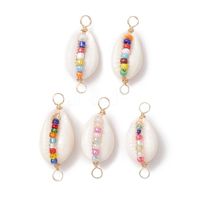 Natural Shell Connector Charms PALLOY-JF02694-1