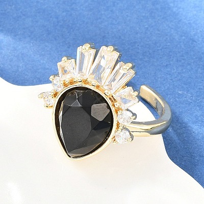 Brass with Natural Obsidian Finger Rings GG-CBACC2B-07G-09-1