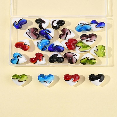 24Pcs 6 Colors Handmade Lampwork Beads LAMP-FS0001-35-1