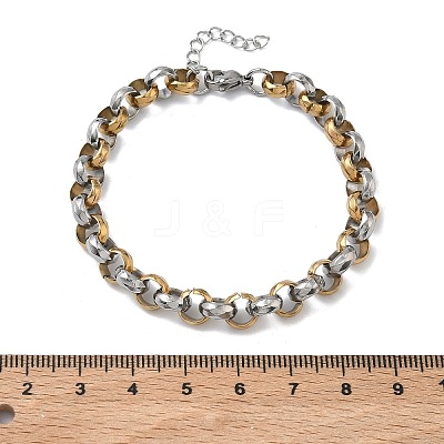 Two-tone 304 Stainless Steel Rolo Chain Bracelets for Women BJEW-A160-05GP-1
