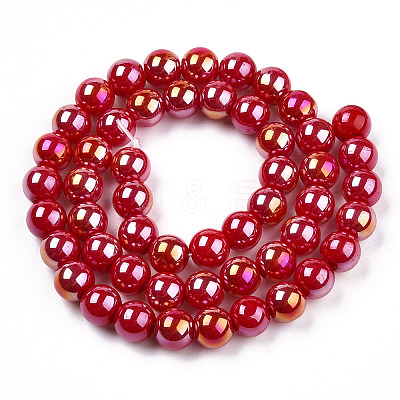 Electroplate Opaque Glass Beads Strands LS-GLAA-T032-P8mm-AB04-1