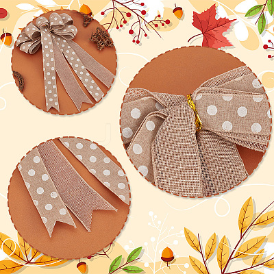 Polka Dot Pattern Linen Bowknot Ornament DIY-WH0248-343-1