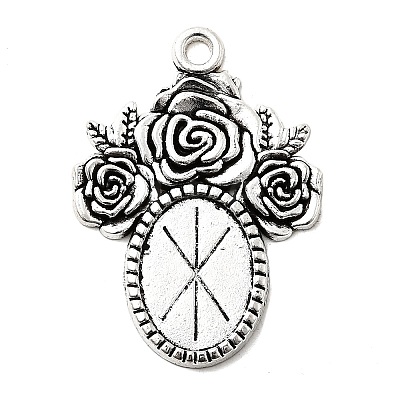 Tibetan Style Alloy Pendant Cabochon Settings X-TIBEP-5199-AS-LF-1