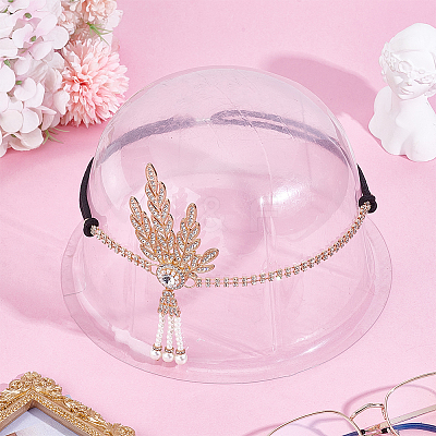 1Pc Zinc Alloy Rhinestone Headbands OHAR-HY0001-03G-1
