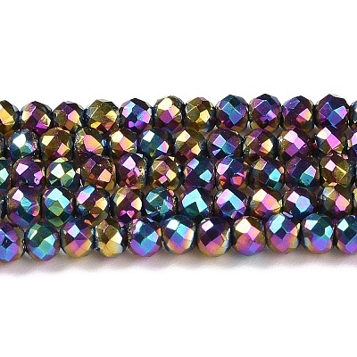Electroplate Glass Beads Strands GLAA-H021-01B-FP13-1