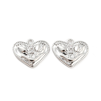 Brass Micro Pave Cubic Zirconia Pendants KK-E090-12P-1
