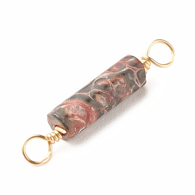 Natural Leopard Skin Jasper Connector Charms PALLOY-JF01454-04-1