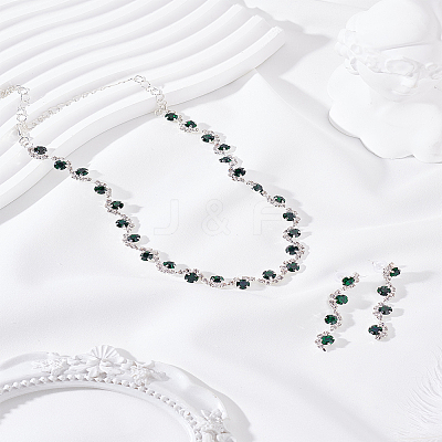 Alloy Rhinestone Necklaces & Stud Earrings Sets SJEW-LP0001-47C-1