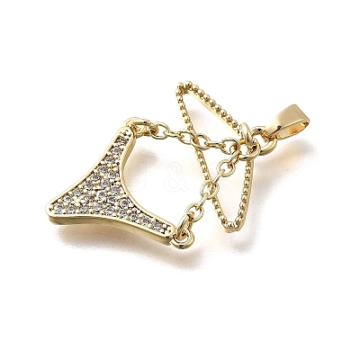 Brass Micro Pave Cubic Zirconia Charms KK-P336-03A-G-1