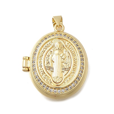 Brass Micro Pave Clear Cubic Zirconia Locket Pendants KK-D431-031B-G-1