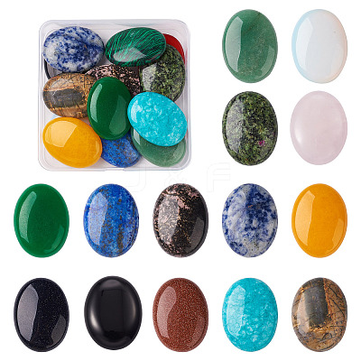14Pcs 14 Style Mixed Gemstone Cabochons G-FW0001-06-1