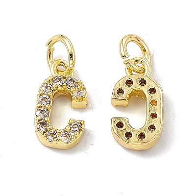 Real 18K Gold Plated Brass Micro Pave Clear Cubic Zirconia Charms KK-E068-VB452-C-1