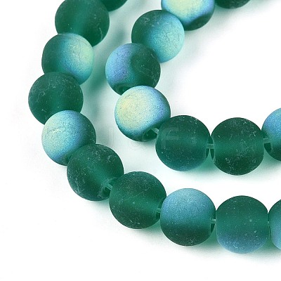 Frosted Transparent Glass Beads Strands GLAA-T032-T8mm-MBB21-1