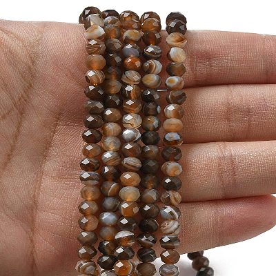 Natural Banded Agate Beads Strands G-D344-A34-04-1