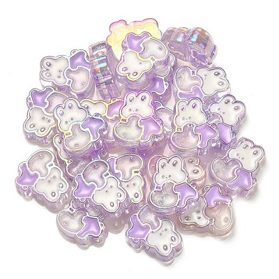 UV Plating Rainbow Iridescent Acrylic Enamel Beads OACR-G012-07E-1