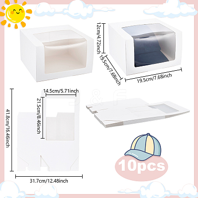 Foldable Cardboard Gift Cap Storage Boxes with Clear PVC Window CON-WH0099-66E-1