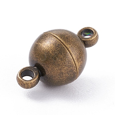 Round Brass Magnetic Clasps with Loops MC019-AB-1