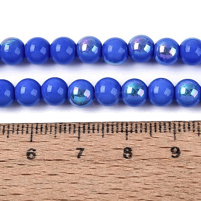 Electroplate Opaque Glass Beads Strands EGLA-Q132-6MM-01C-15-1