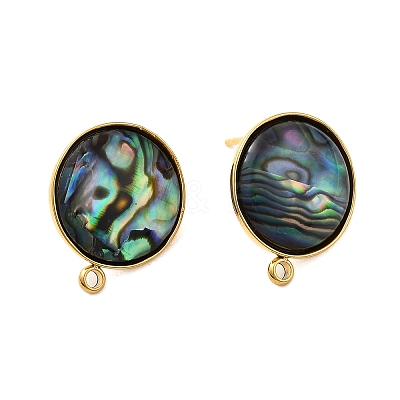 304 Stainless Steel Pave Natural Paua Shell Stud Earring Findings STAS-Z125-10G-1